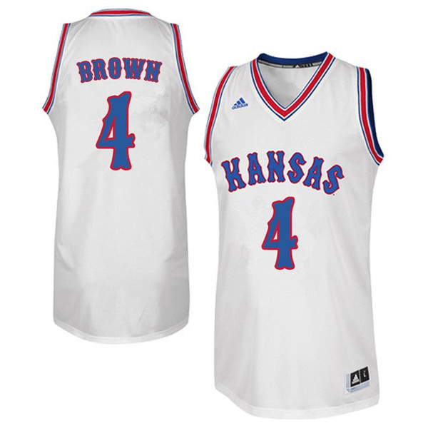 Men #4 Jada Brown Kansas Jayhawks Retro Throwback College Basketball Jerseys Sale-White - Click Image to Close